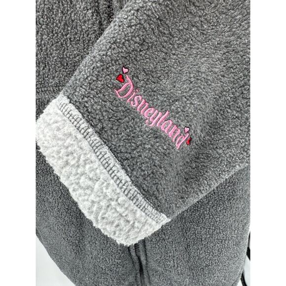 Disneyland Resort Gray Mickey Mouse & Minnie Embroidered Fleece Jacket Womens L - Picture 4 of 9